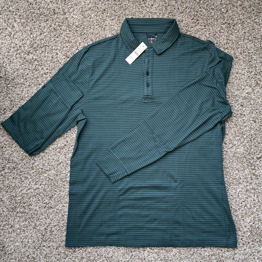 Men's J. Crew Slim Fit Extra-Large Blue/Green Stripped Performance Polo